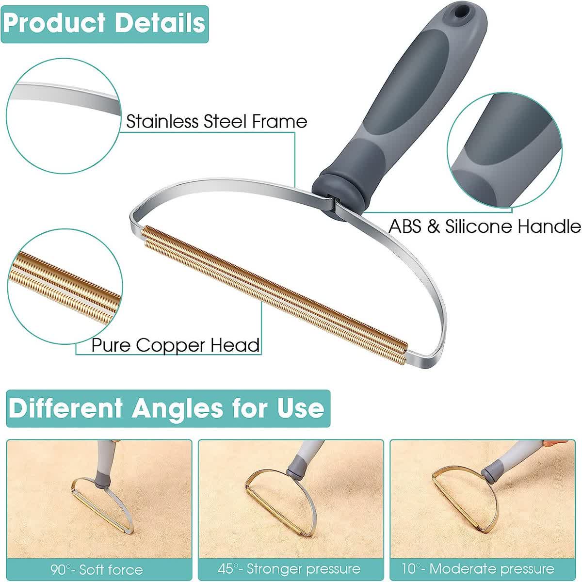 Maetiva Copper Rake — Pet Hair Remover for Carpet, Car Mats & Stairs