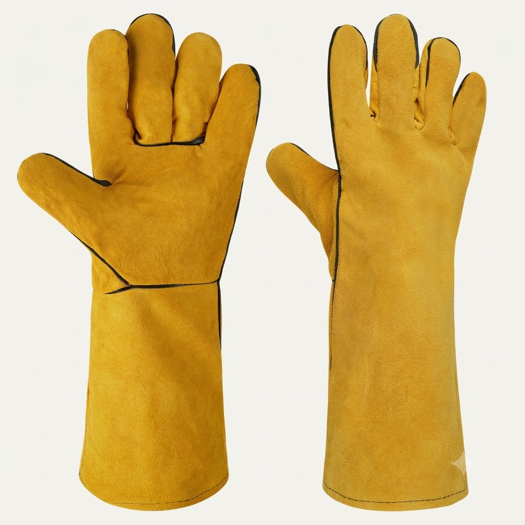 Leather BBQ Gloves Heat Resistant Cowhide Grill Gloves