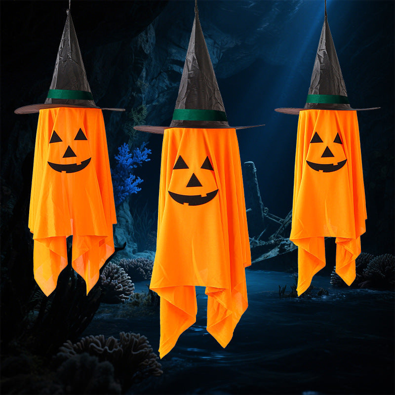 2-Pack Outdoor Halloween Pumpkin Ghost Hanging Decorations for Porch & Yard