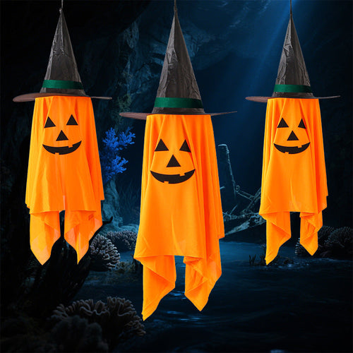2-Pack Outdoor Halloween Pumpkin Ghost Hanging Decorations for Porch & Yard