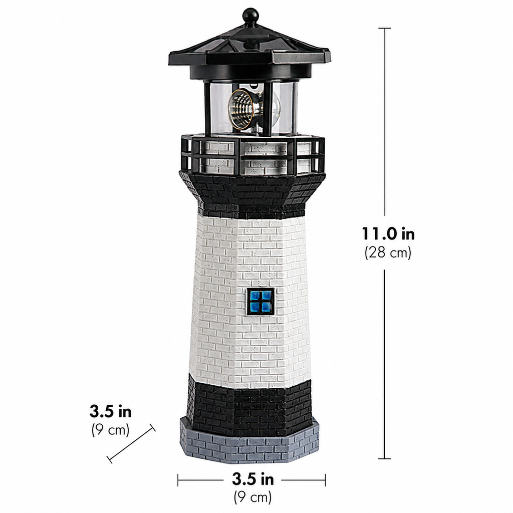 Solar Powered Rotating Lighthouse Garden Light for Outdoor Decor