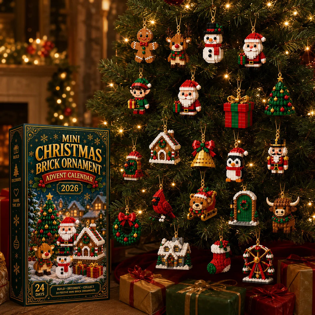 Build & Hang Christmas Countdown – 24 Mini Holiday Brick Ornaments