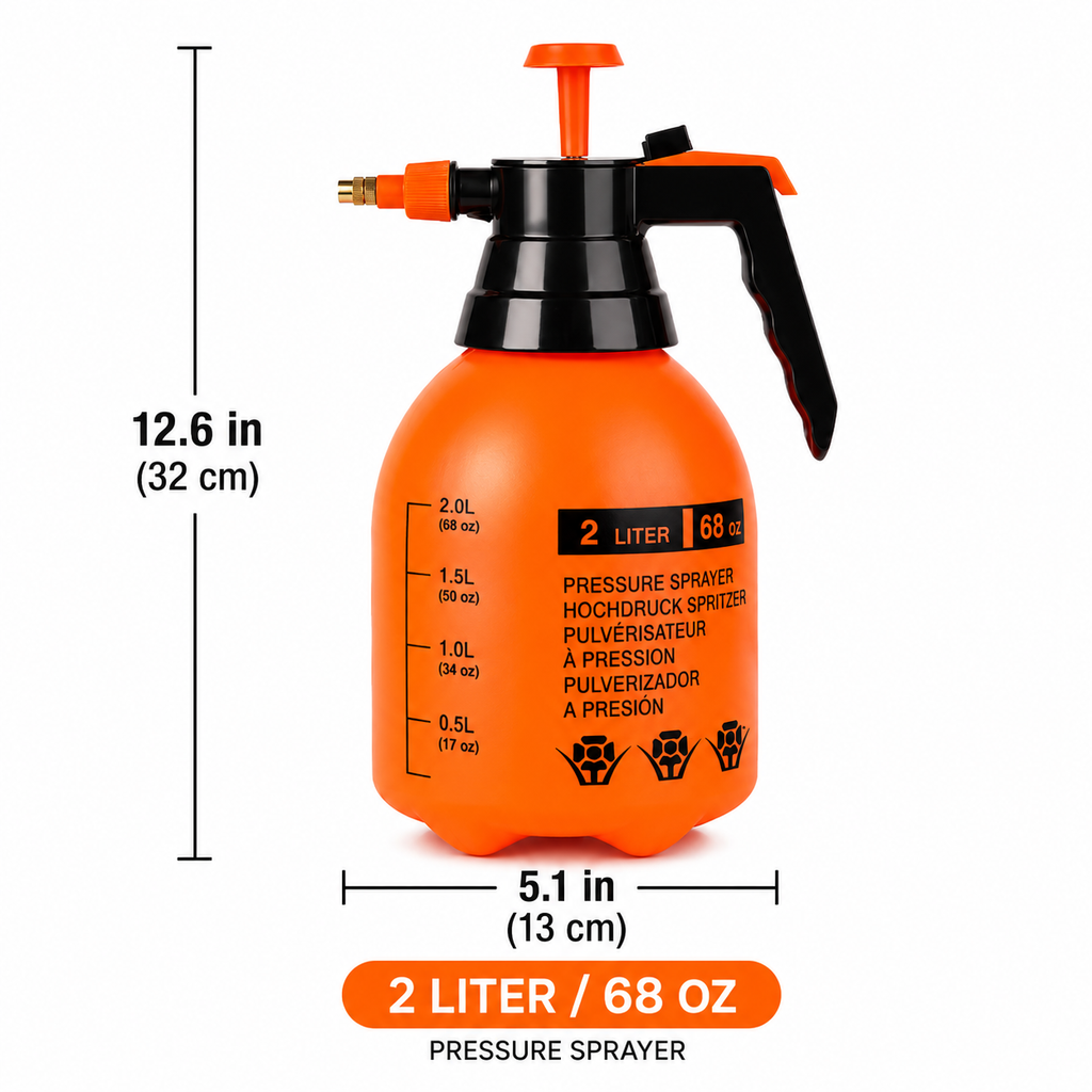 2L Handheld Pressure Sprayer for Plants Garden Watering and Cleaning