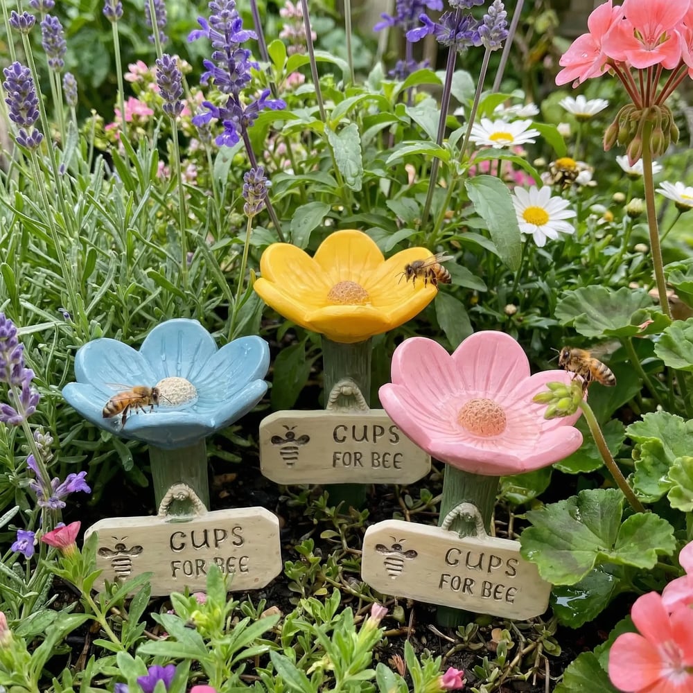 Flower Shaped Bee Watering Station for Garden and Outdoor Use