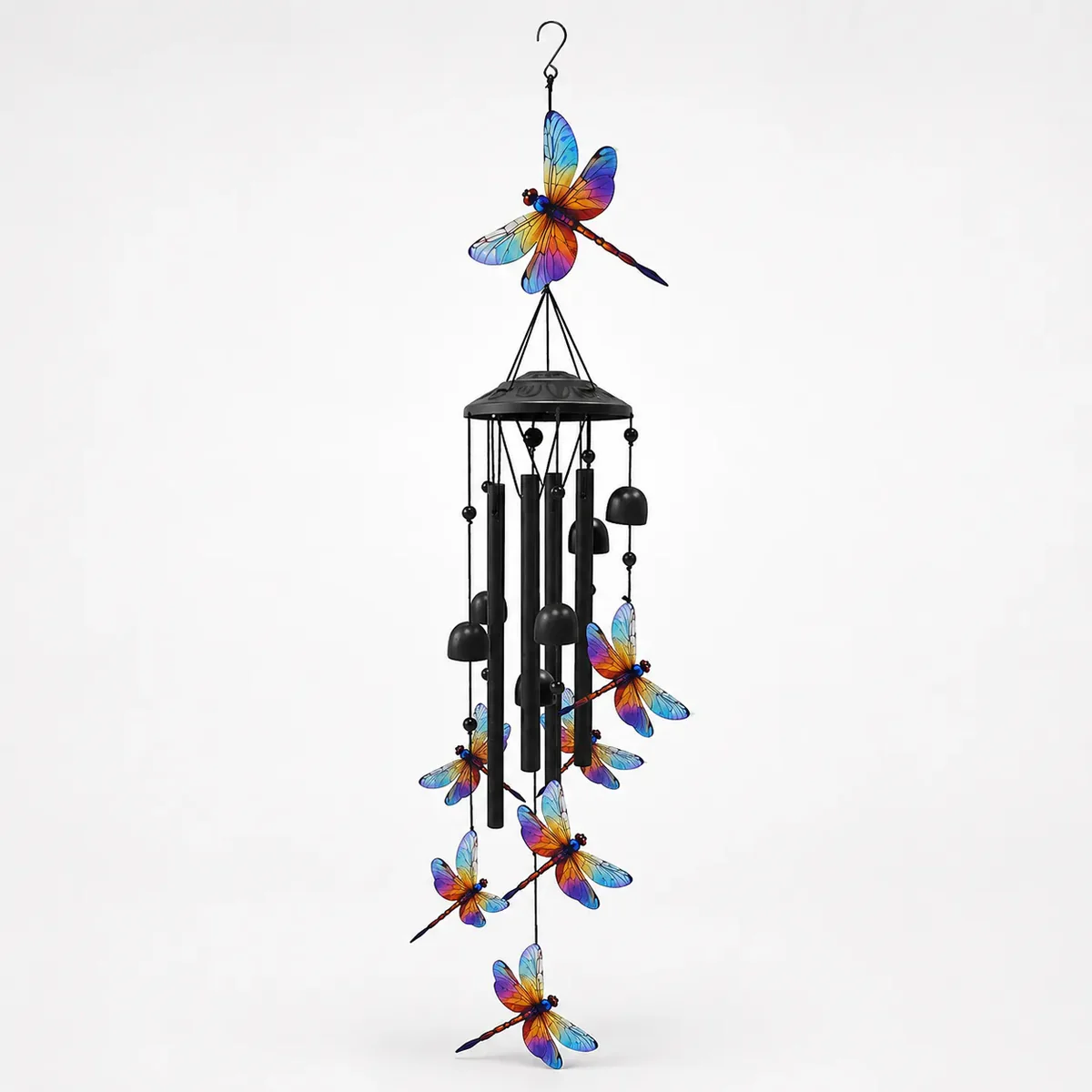 Rainbow Hummingbird Wind Chime, Colorful Aluminum Hanging Decor for Garden, Patio & Porch
