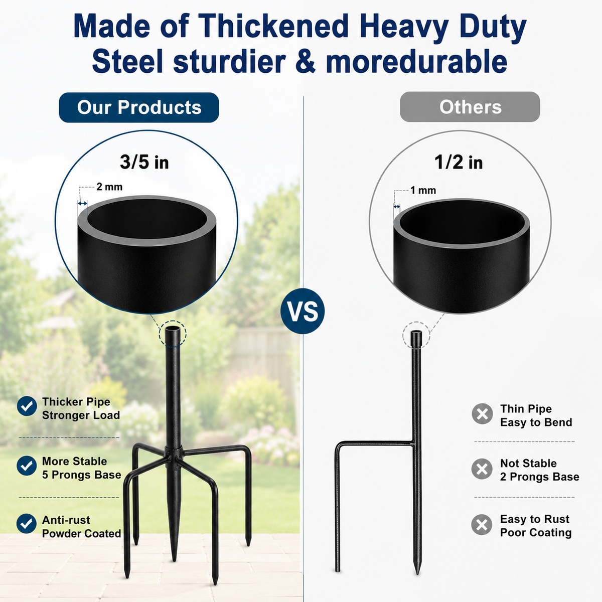 Heavy Duty Bird Feeder Pole with Adjustable Shepherd Hook