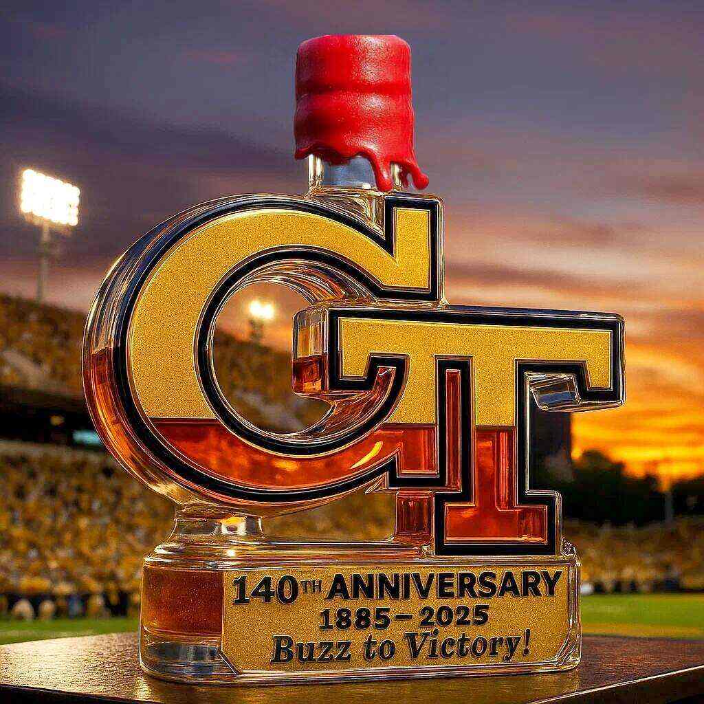 Georgia Tech Yellow Jackets 140th Anniversary Whiskey Bottle