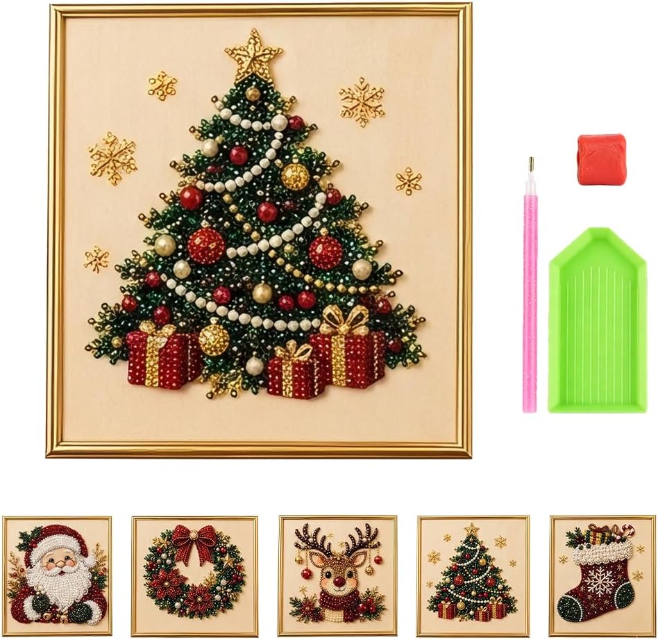 DIY Christmas Pearl Art Kit with Frame for Adults & Beginners