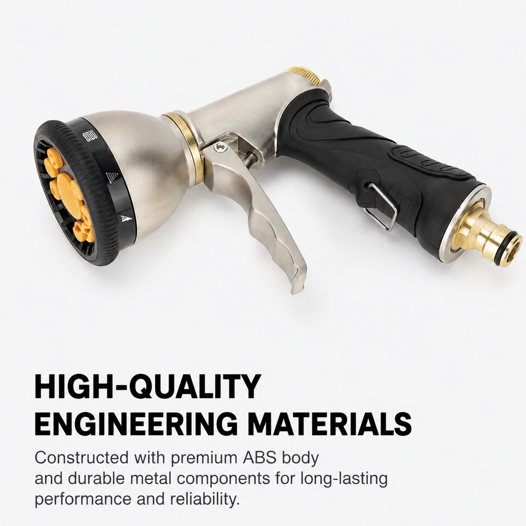 Heavy Duty Metal Garden Hose Nozzle with 9 Spray Patterns