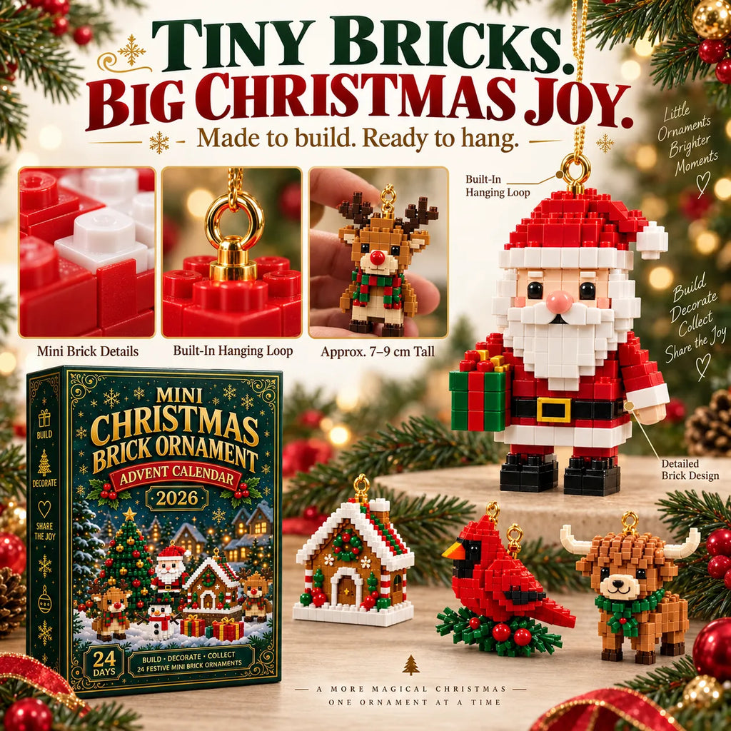 Build & Hang Christmas Countdown – 24 Mini Holiday Brick Ornaments