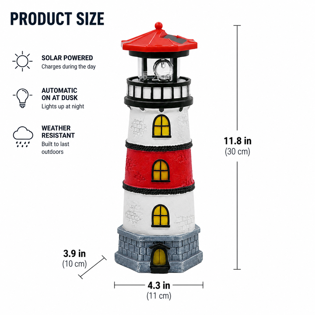Solar Powered Rotating Lighthouse Garden Light for Outdoor Decor