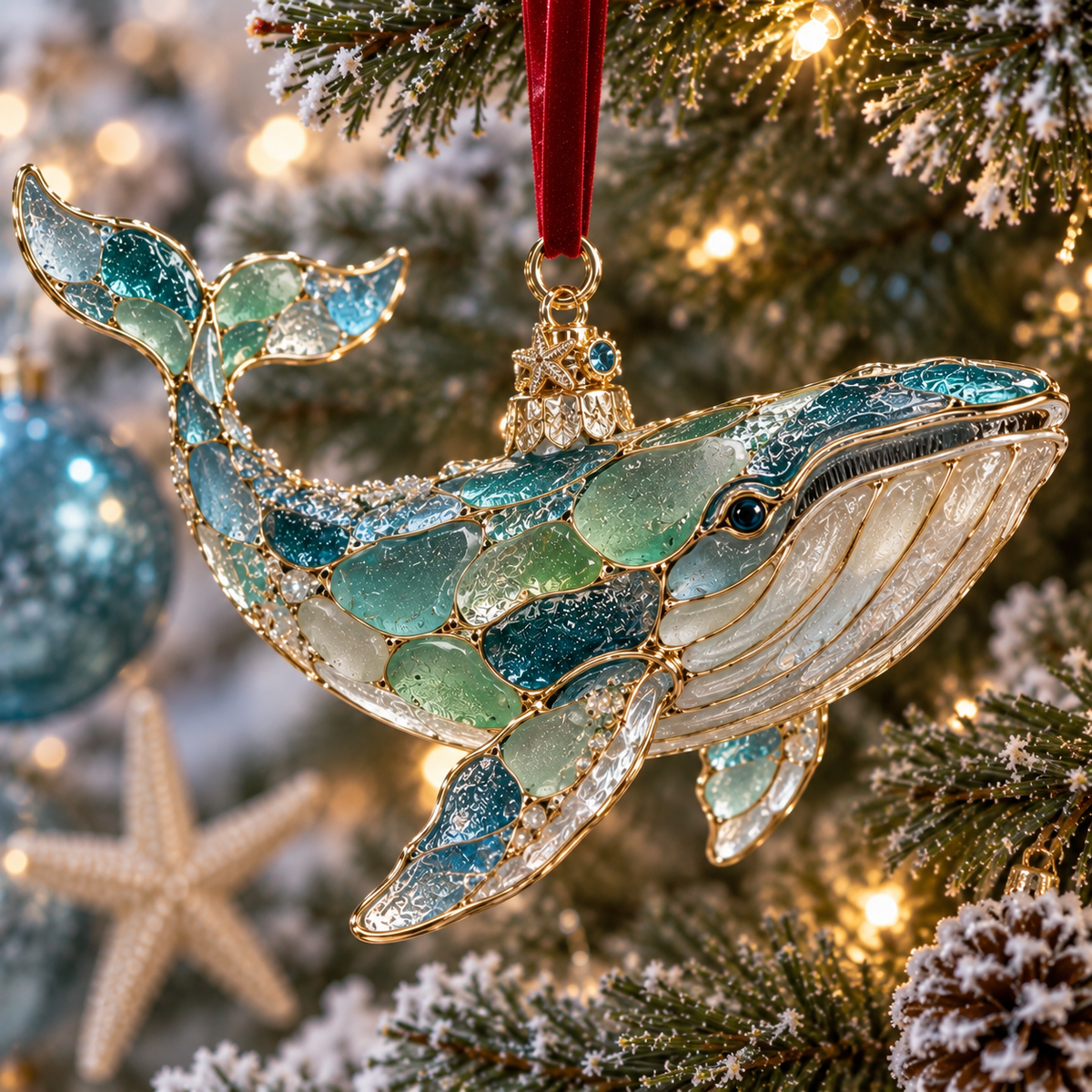 Sea Glass Ocean Christmas Ornaments