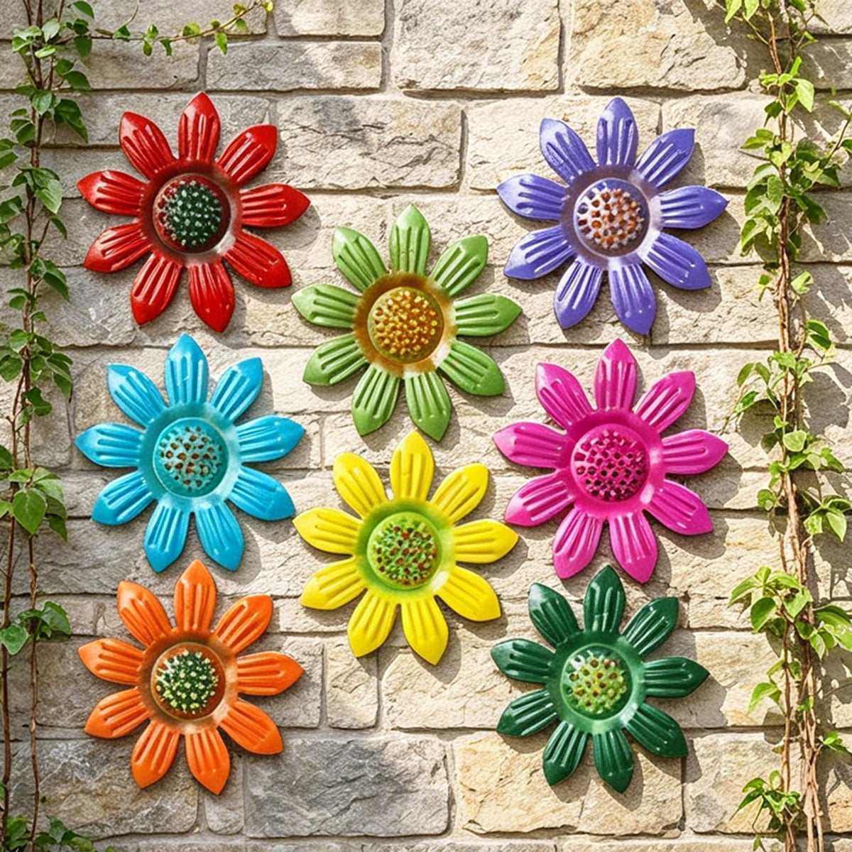 Outdoor Metal Daisy Wall Decor for Garden, Yard and Patio