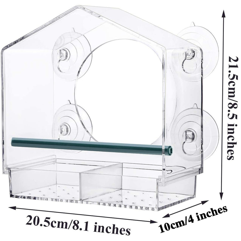 Clear Window Bird Feeder with Removable Seed Tray and Suction Cups