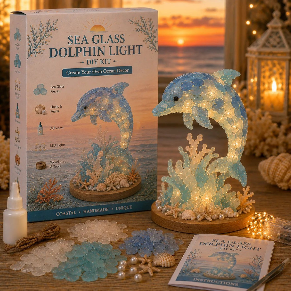 Beginner-Friendly DIY Glowing Sea Glass-Style Ocean Art Kit Collection
