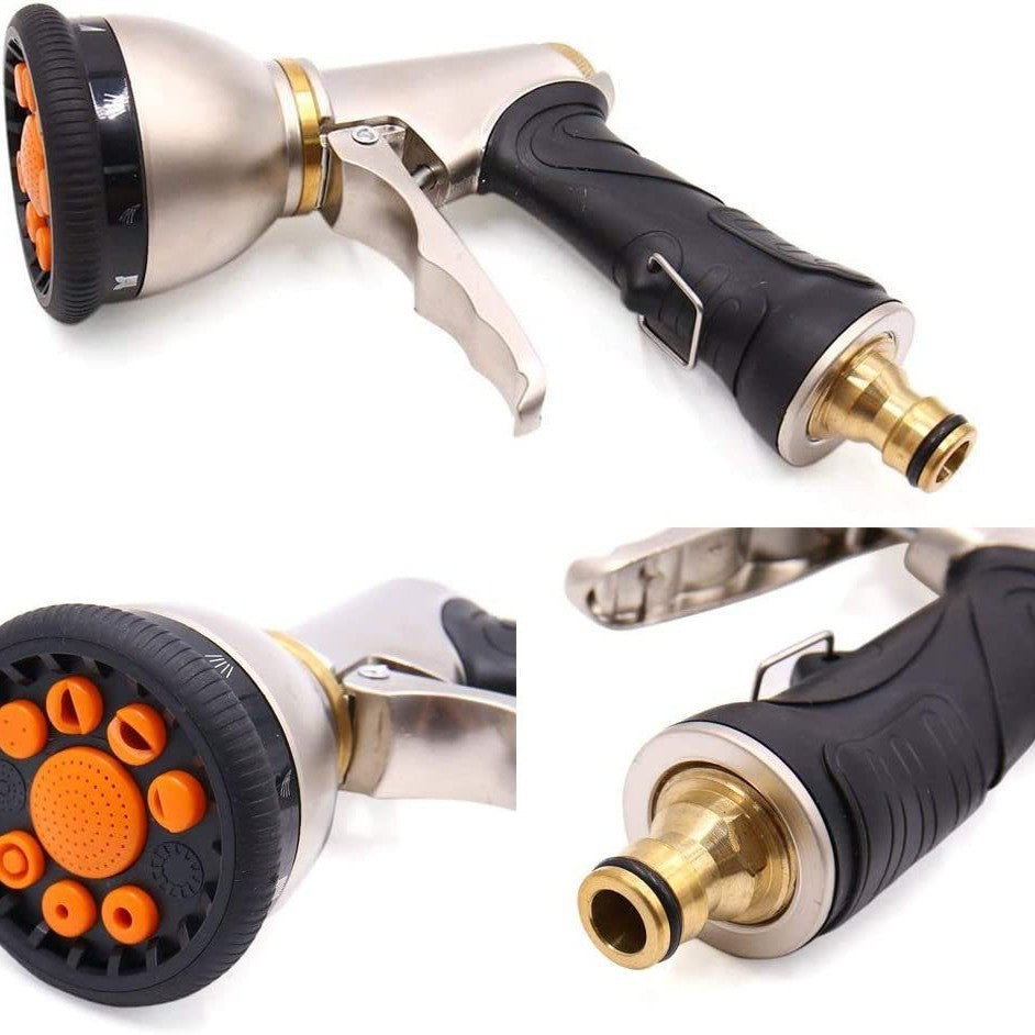 Heavy Duty Metal Garden Hose Nozzle with 9 Spray Patterns