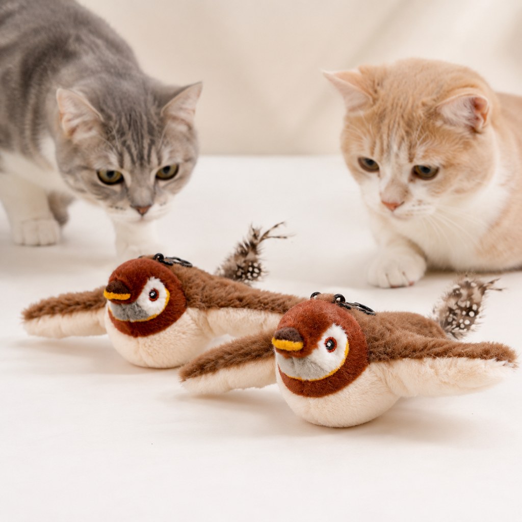 Maetiva Rechargeable Flapping Bird Cat Toy for Indoor Cats - Tap-Activated Plush Kicker Toy for Boredom Relief & Hunting Instinct Play