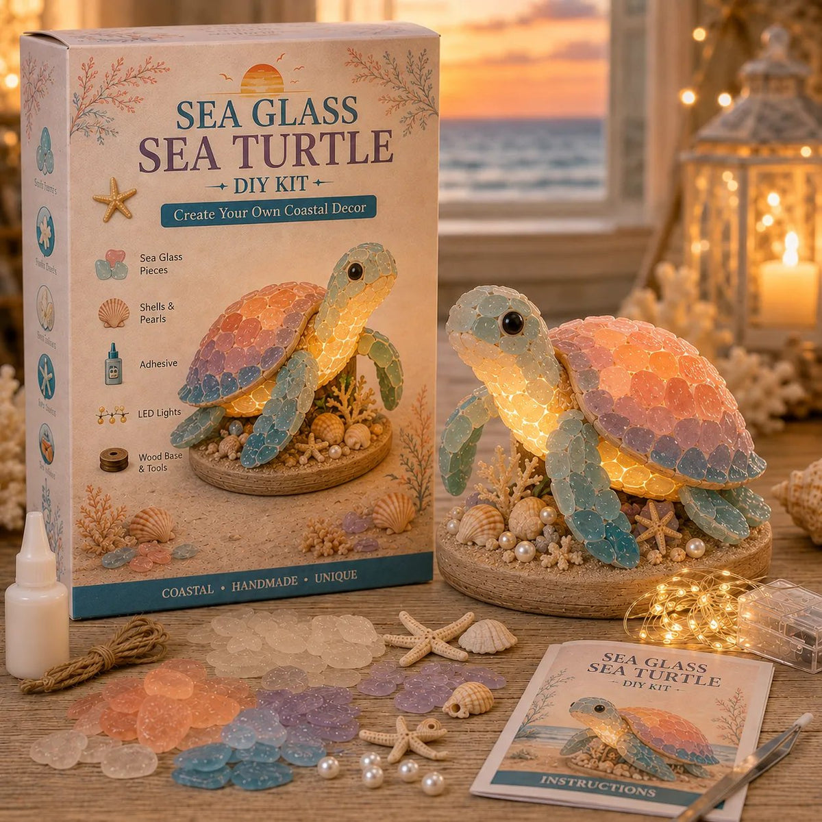 Beginner-Friendly DIY Glowing Sea Glass-Style Ocean Art Kit Collection