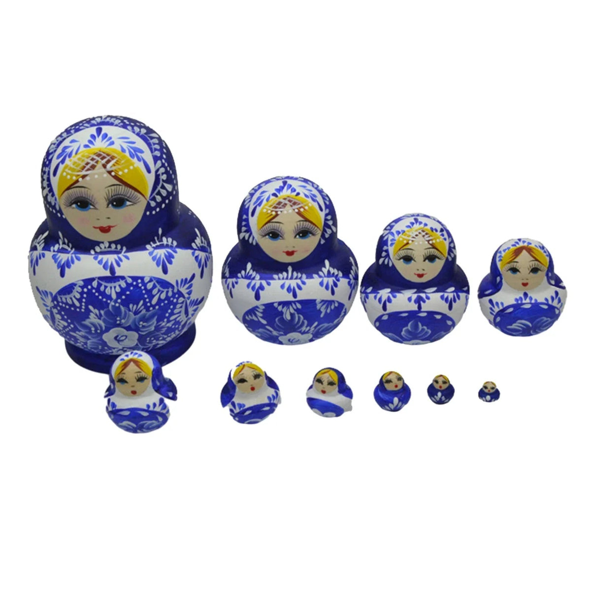 10-Piece Wooden Russian Matryoshka Doll Set for Cultural Decor and Gifts