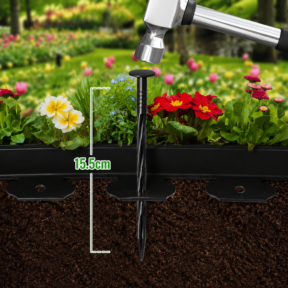 No Dig Garden Edging with 30 Stakes, Flexible Landscape Border