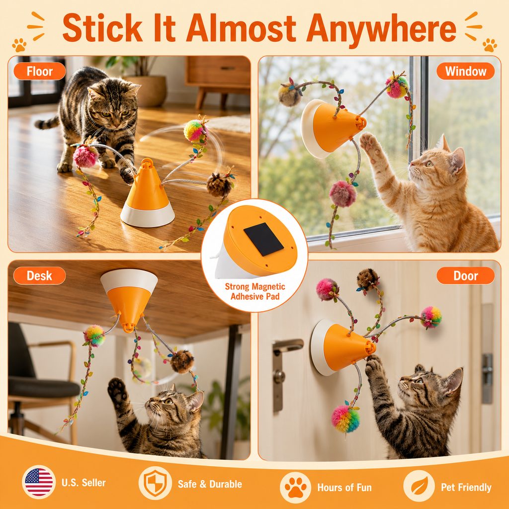 Maetiva MiaSpin 360 Magnetic Rotating Cat Teaser Toy for Indoor Cats - USB-C Hands-Free Play to Beat Boredom