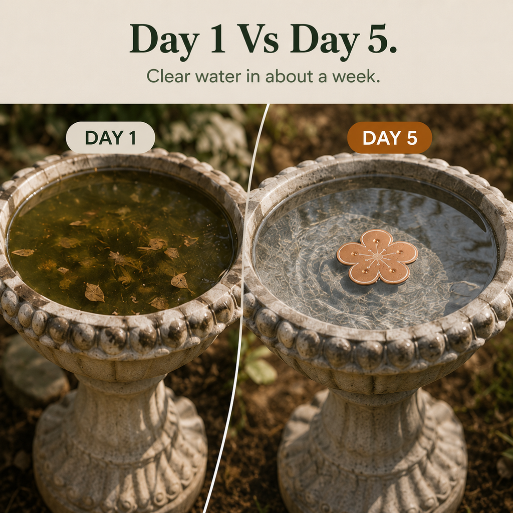 Copper Bird Bath Algae Control Disc for Cleaner Water
