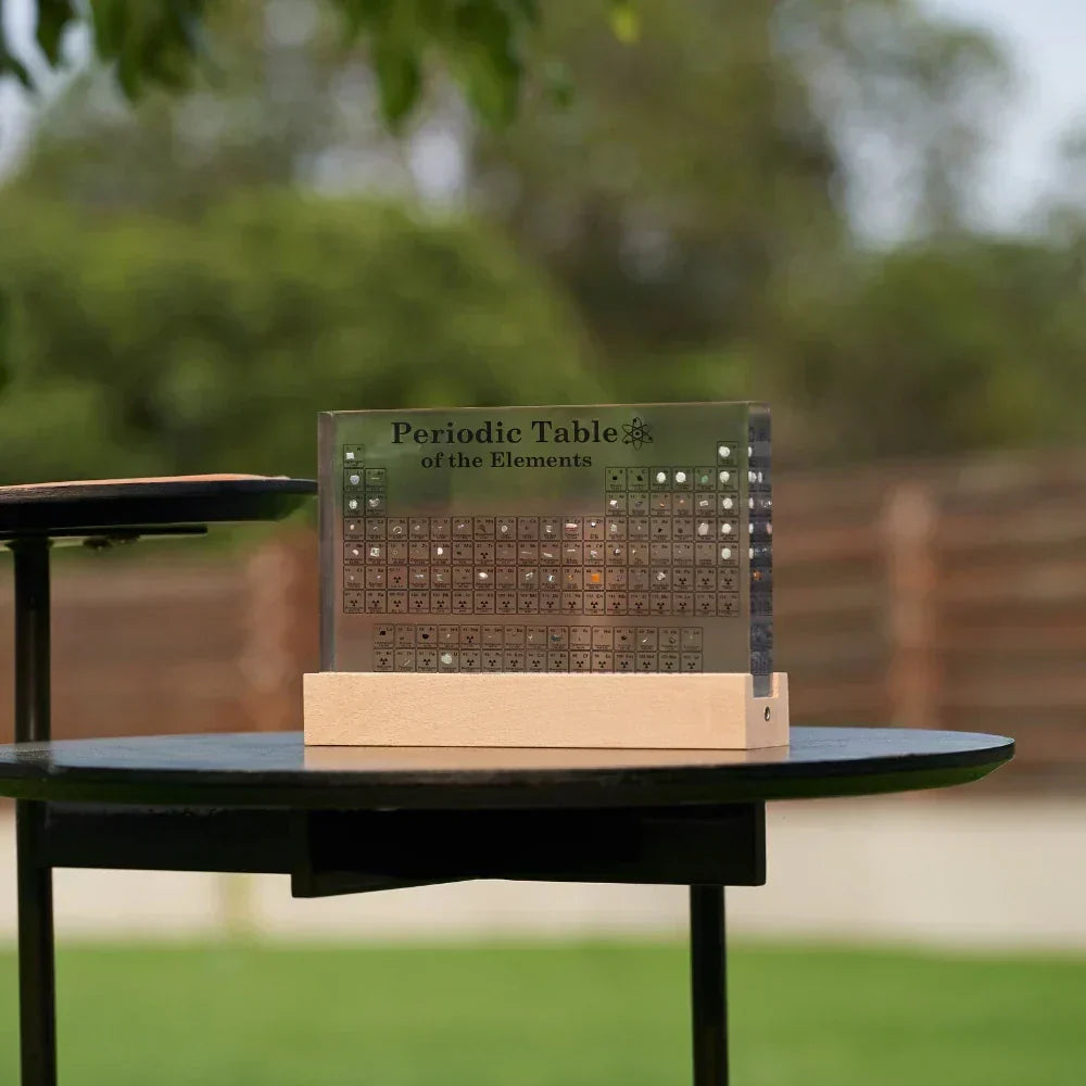 Illuminated Periodic Table with Real Elements and LED Display Base