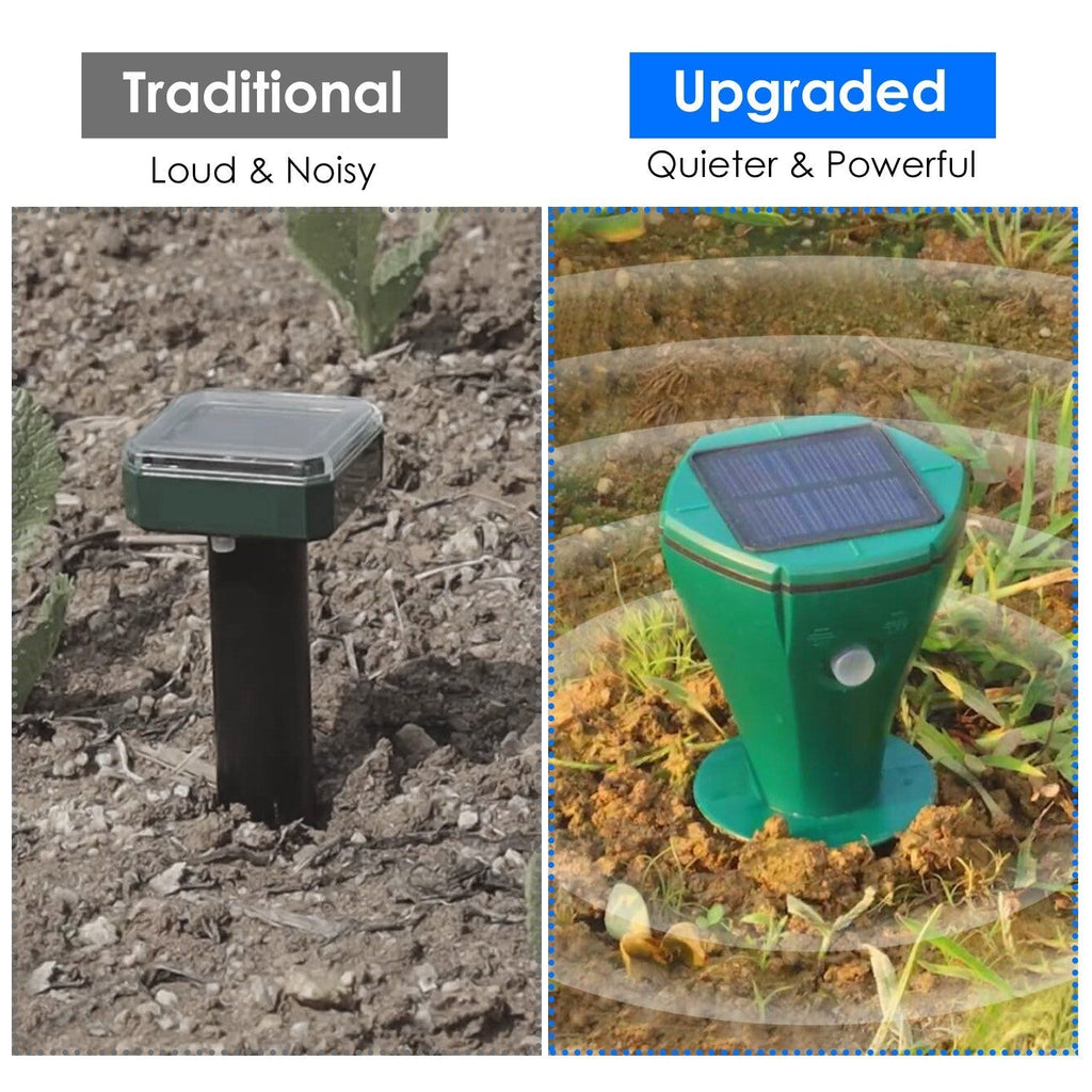 Upgraded solar mole repellent stake with vibration for outdoor lawn and garden pest control