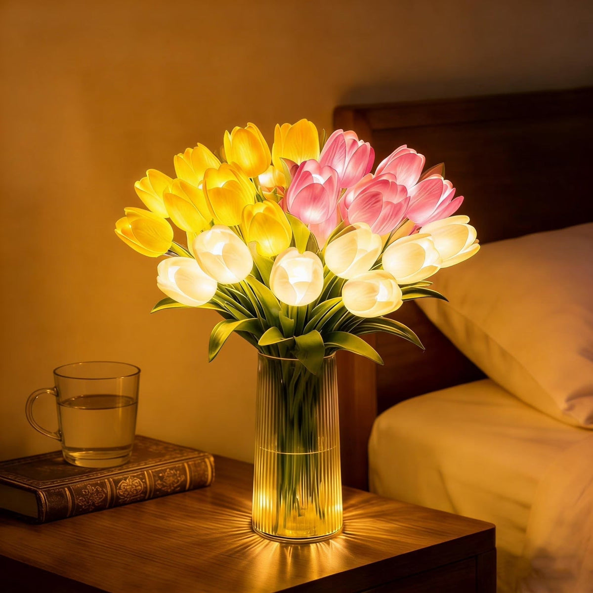 LED Tulip Light Bouquet with 15 Flowers, Romantic Home Decor Lamp