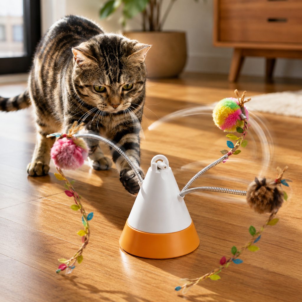 Maetiva MiaSpin 360 Magnetic Rotating Cat Teaser Toy for Indoor Cats - USB-C Hands-Free Play to Beat Boredom