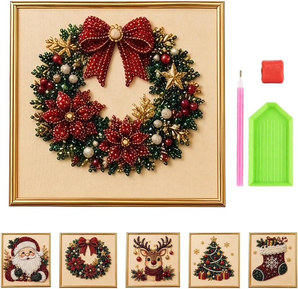 DIY Christmas Pearl Art Kit with Frame for Adults & Beginners