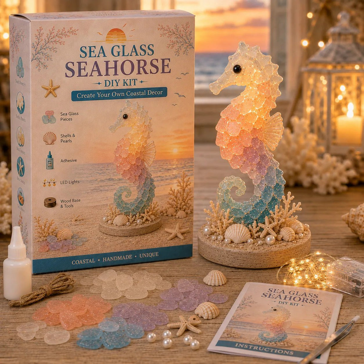 Beginner-Friendly DIY Glowing Sea Glass-Style Ocean Art Kit Collection