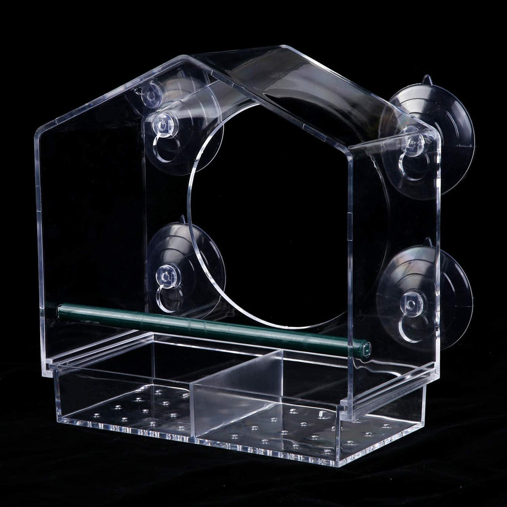 Clear Window Bird Feeder with Removable Seed Tray and Suction Cups