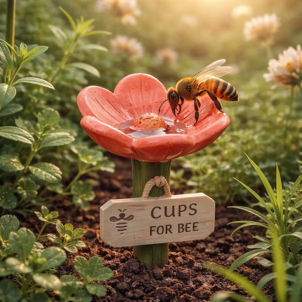 Flower Shaped Bee Watering Station for Garden and Outdoor Use