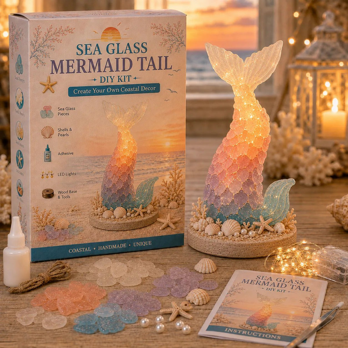 Beginner-Friendly DIY Glowing Sea Glass-Style Ocean Art Kit Collection