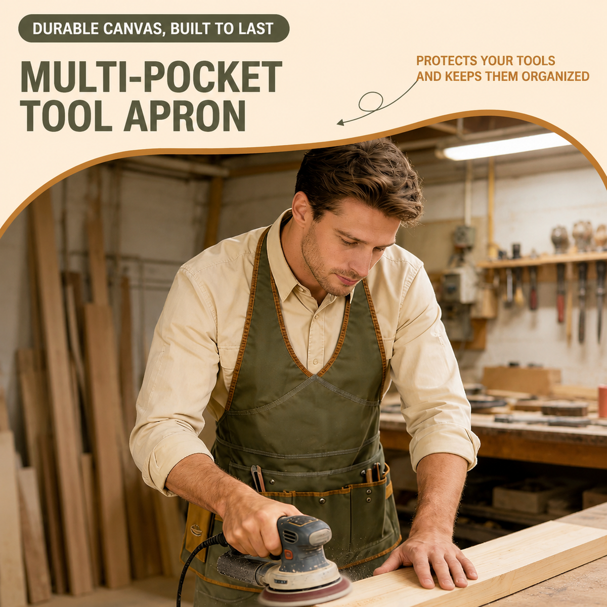 Canvas Garden Tool Apron with Multi Pockets for Gardening and Work