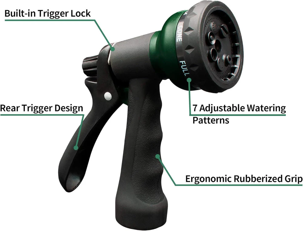 7 Way Adjustable Garden Hose Spray Nozzle - 7 Watering Patterns