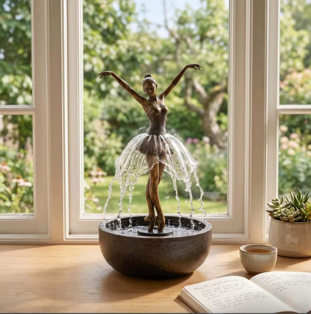 Ballerina Water Fountain with Bluetooth Speaker & LED Light