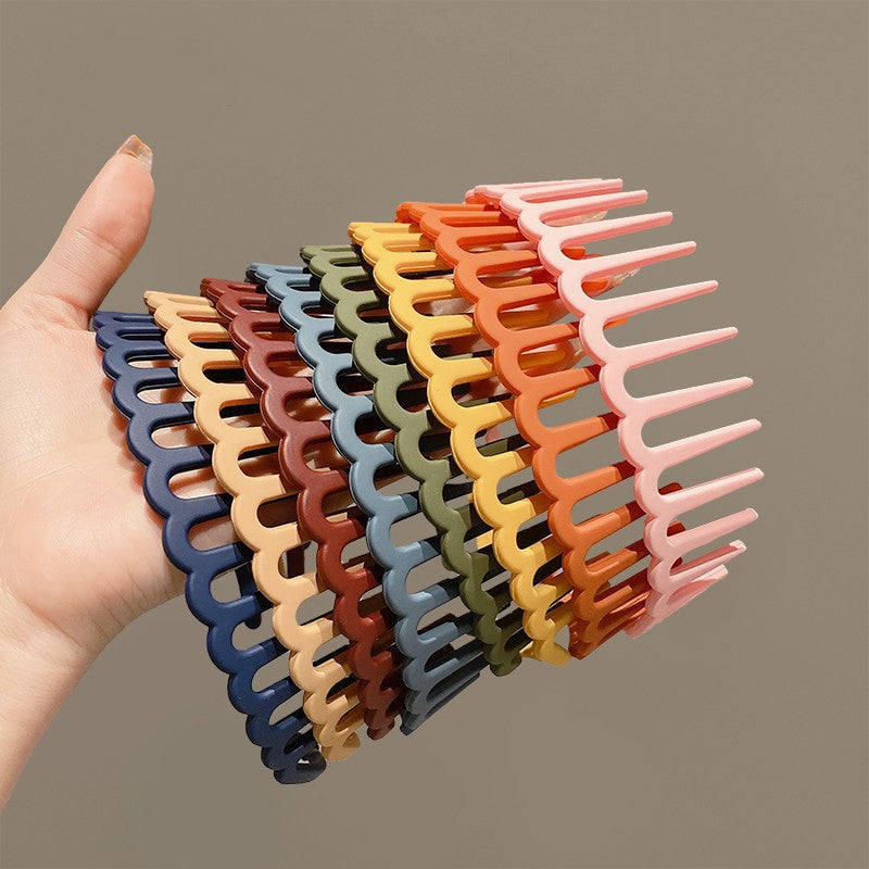 Stylish Matte Face Wash Headband with Teeth for Anti-Slip