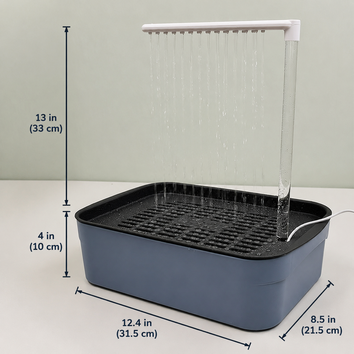 Automatic Bird Bath Fountain with Rain Shower and Anti-Slip Perch