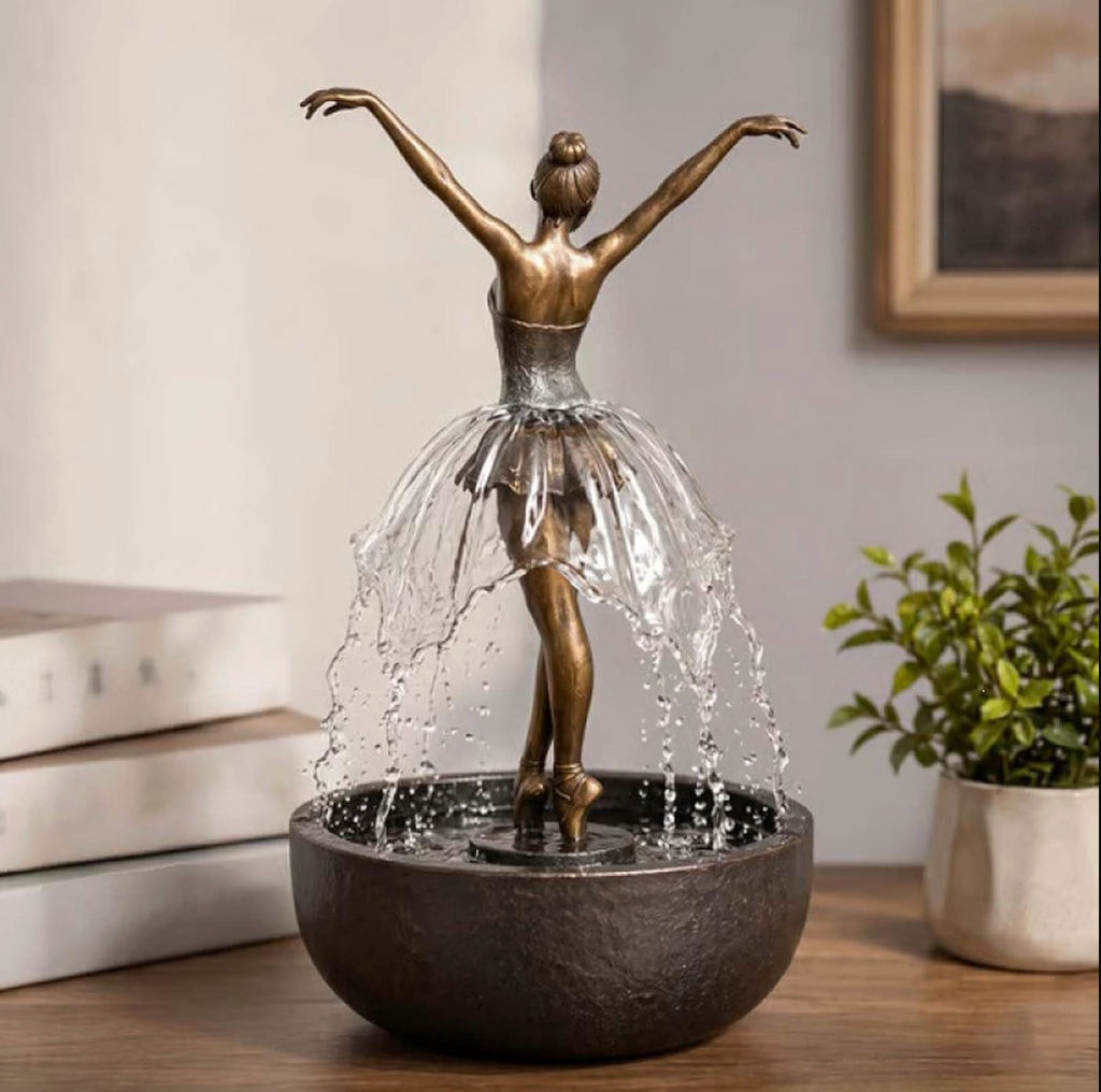 Ballerina Water Fountain with Bluetooth Speaker & LED Light