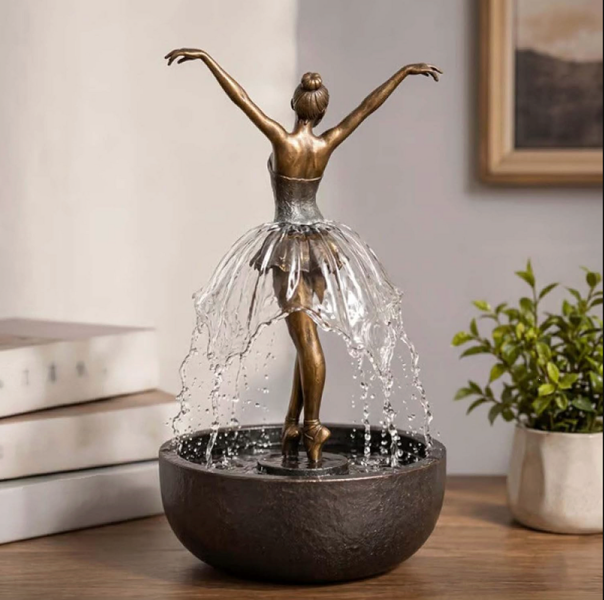 Ballerina Water Fountain with Bluetooth Speaker & LED Light