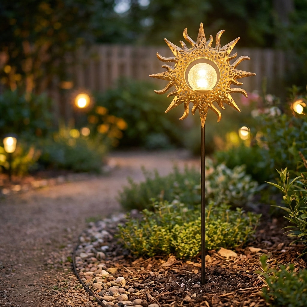 Solar Garden Stake Light with Decorative Pattern for Pathway and Yard