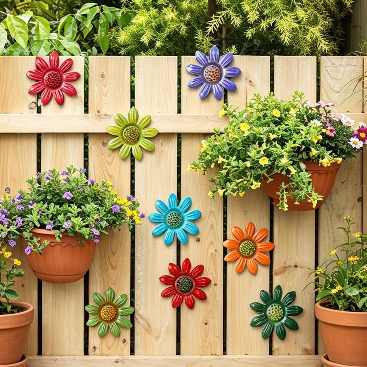Outdoor Metal Daisy Wall Decor for Garden, Yard and Patio
