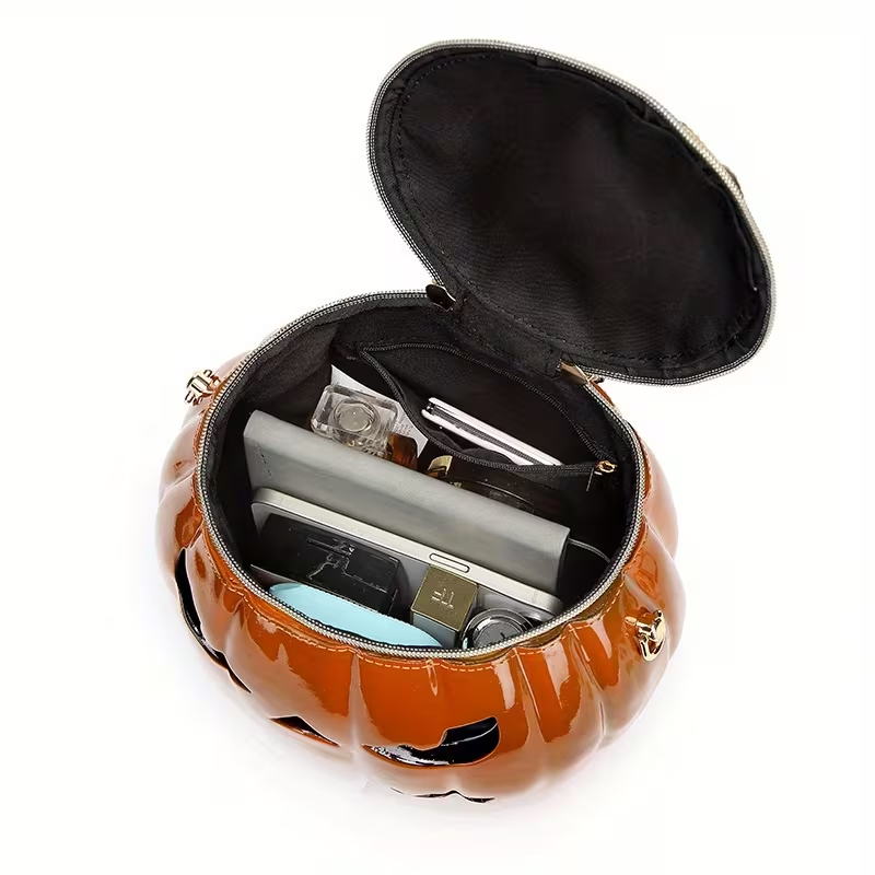 Halloween Pumpkin Bag, Pumpkin Purse with Strap for Trick or Treat