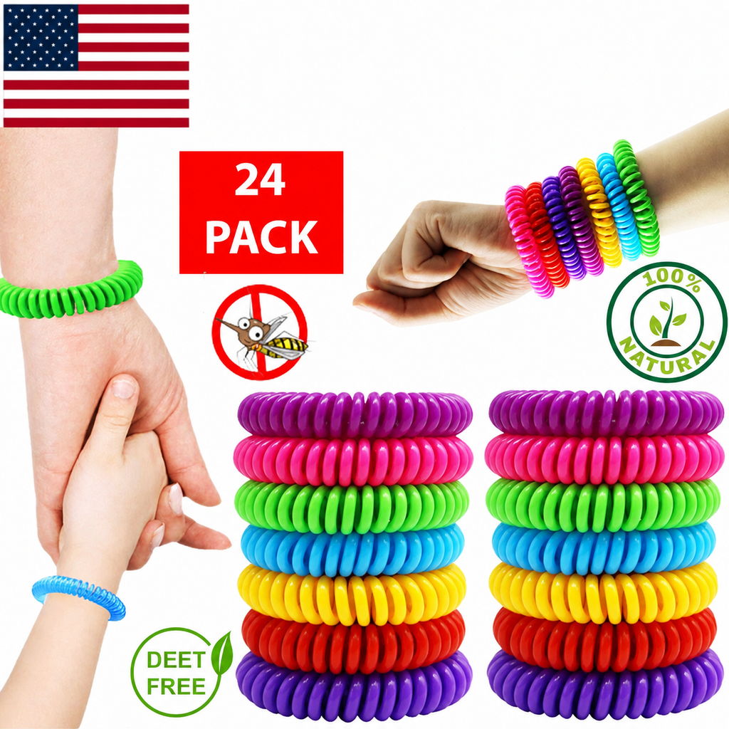 24 Pack Anti Bug Insect Pest Repellent Bracelet Wrist Band Natural Protection