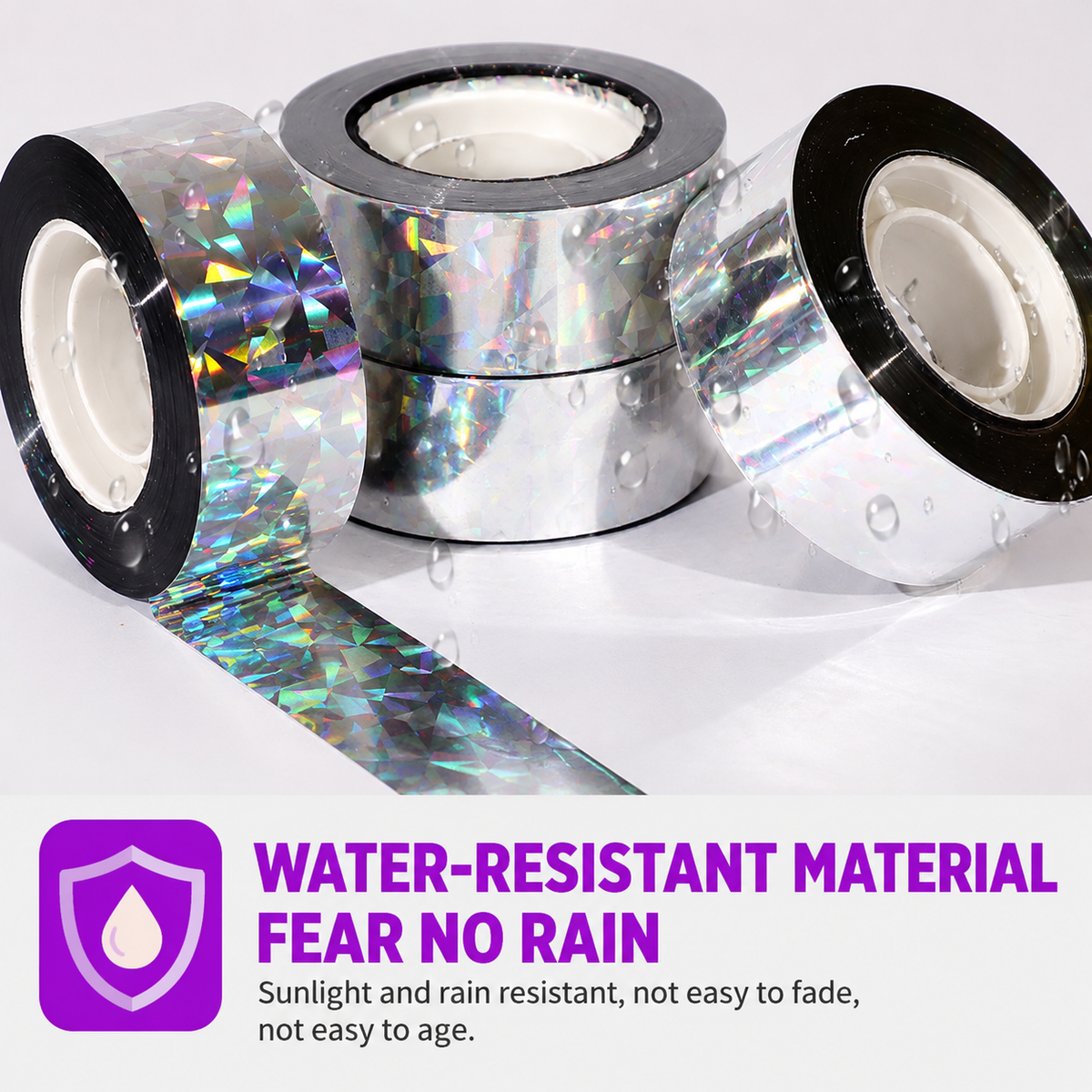 Reflective Bird Scare Tape, 2 Rolls, 2 in x 262 ft Holographic