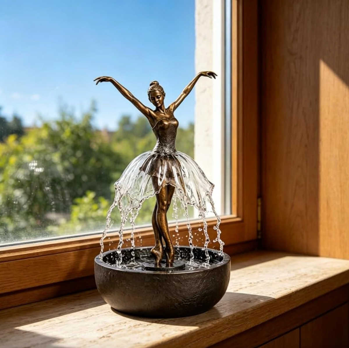 Ballerina Water Fountain with Bluetooth Speaker & LED Light
