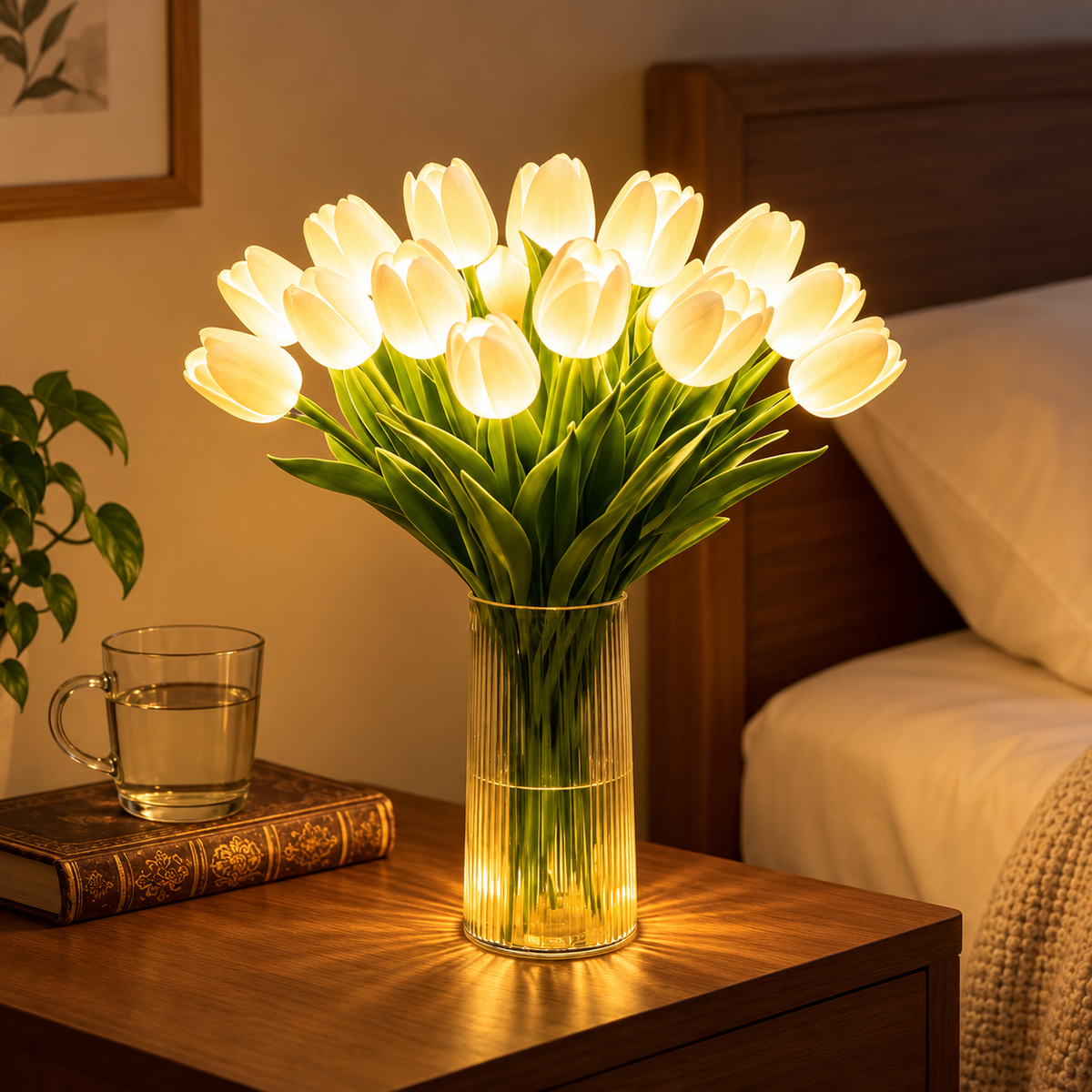 LED Tulip Light Bouquet with 15 Flowers, Romantic Home Decor Lamp
