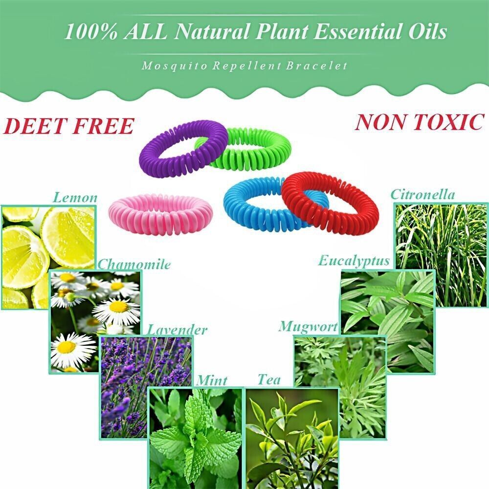 24 Pack Anti Bug Insect Pest Repellent Bracelet Wrist Band Natural Protection